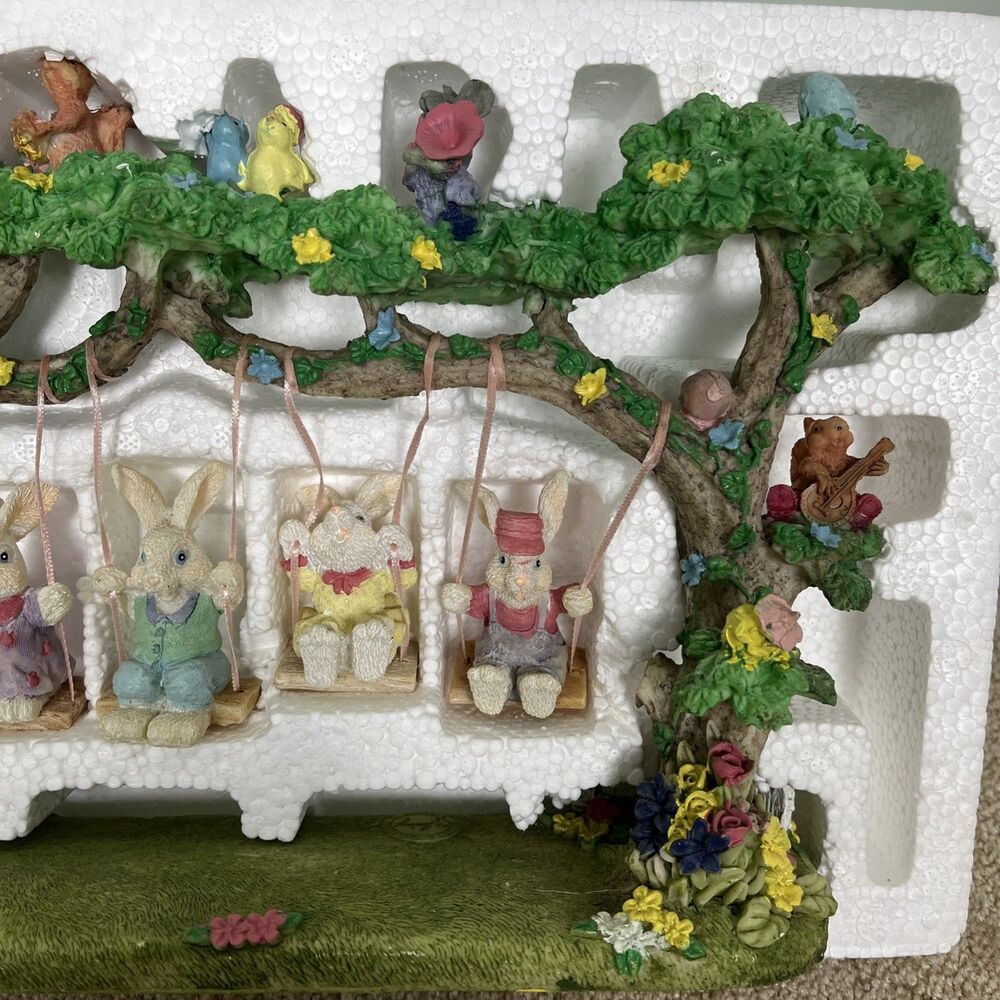 VTG‎ Jaimy Quintet of Swinging Bunnies Scene Easter Spring Figurine Sculpture - Picture 8 of 11